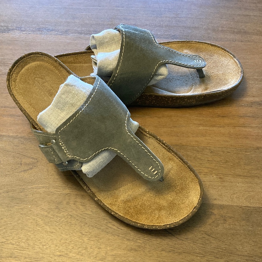 ClarksGray Suede Sandals